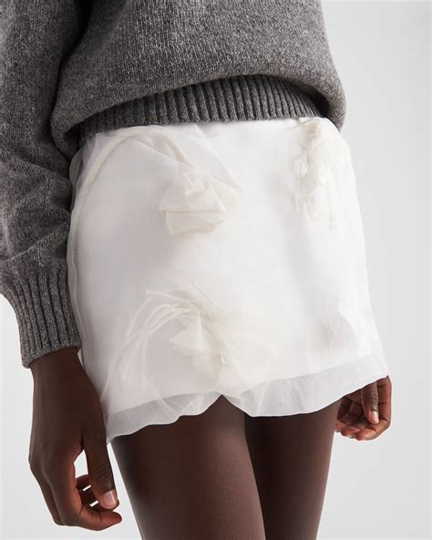 white prada miniskirt|Prada organza skirt.